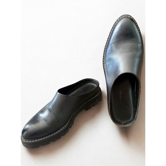 Jenni Kayne Black Leather Lug Sole Mule Classic Minimalist size 38 or US 8 - Picture 1 of 12